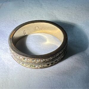 Dior Gold tine ring with rhinestones flawed